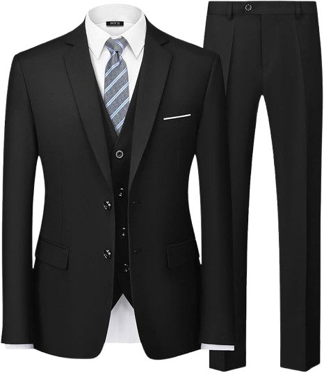 3 Piece Slim Fit Suit Set with Tie, 2 Button Blazer Jacket Vest & Pants