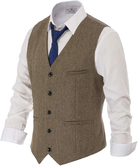 Herringbone Tweed Suit Vest Wool Blend Waistcoat