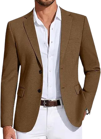 Casual Blazer Knit Sport Coat Lightweight Two Button Suit Jacket